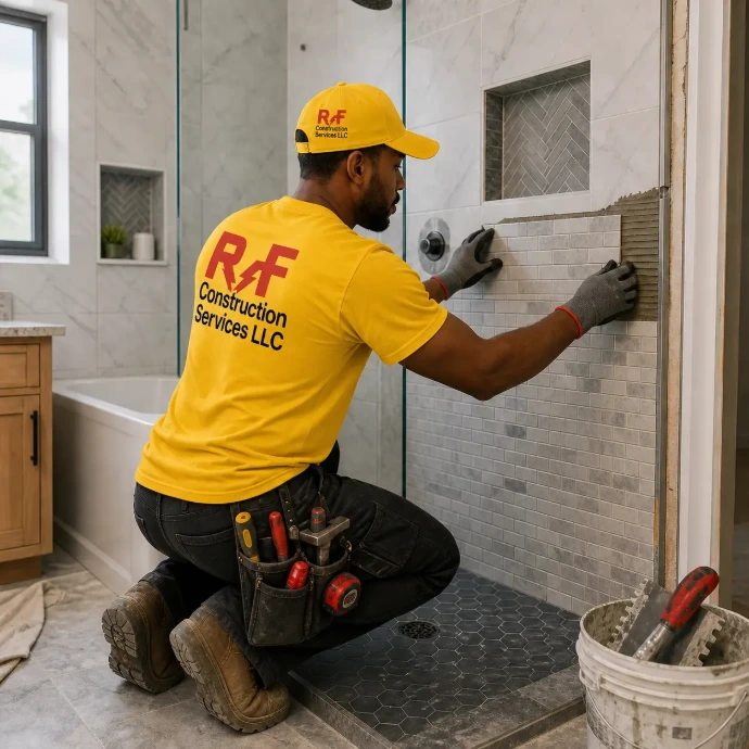 RF worker doing Bathroom renovation 