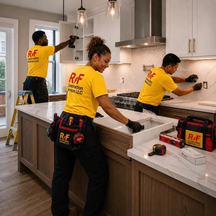 RF workers doing kitchen renovatiton