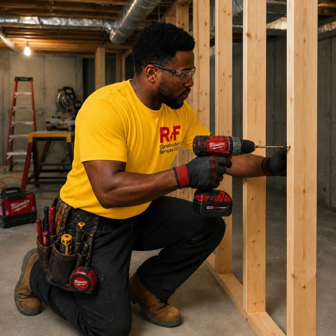 RF workerFocused on framing in the basement